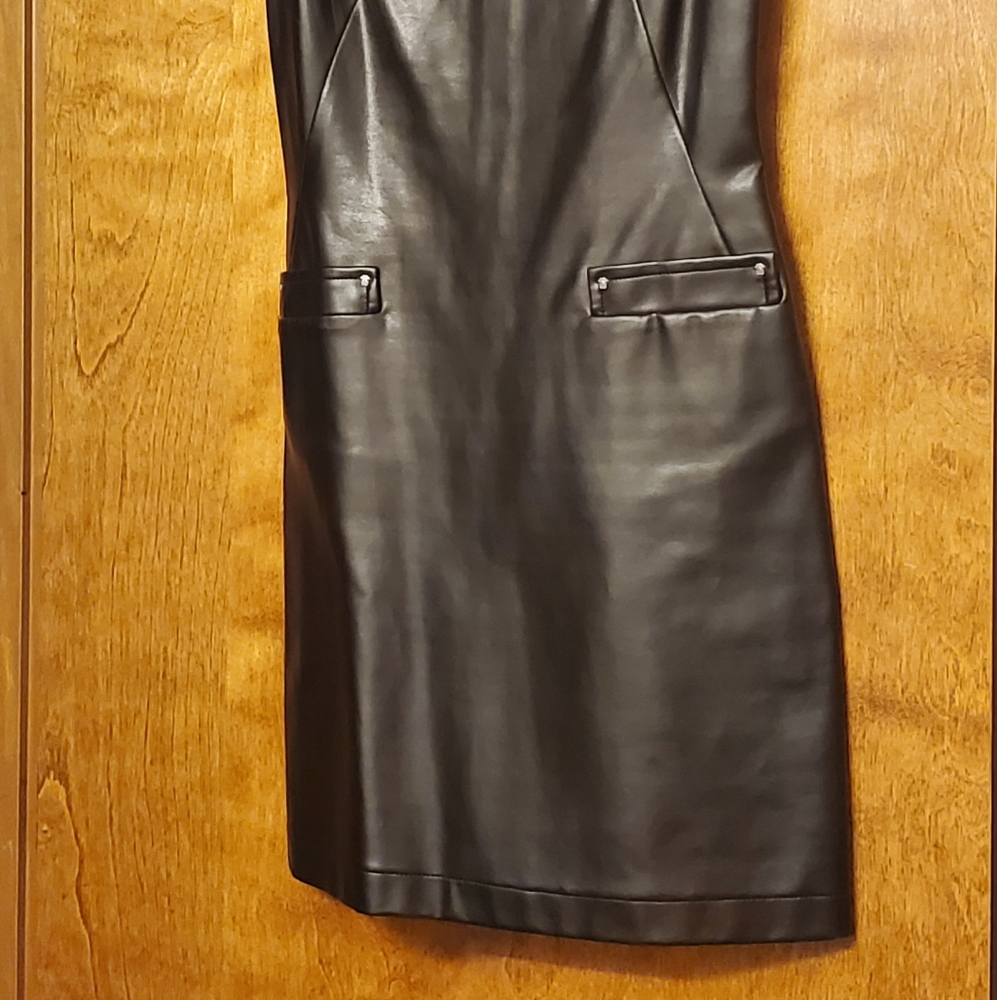 Versace Black Faux Leather Mini Dress - Picture 2 of 3